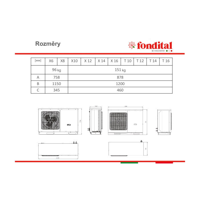 Tepelné čerpadlo vzduch-voda monoblok FONDITAL PROCIDA T12 -12 kW 