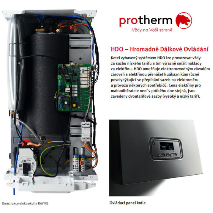 Elektrický kotel Protherm RAY 12 K-VEQ 75 (12kw),s integrovaným čerpadlem a expanzní nádrží,bojlerem pro ohřev vody 75l a expanzní nádrží,s LCD displejem,kompletní výbava.