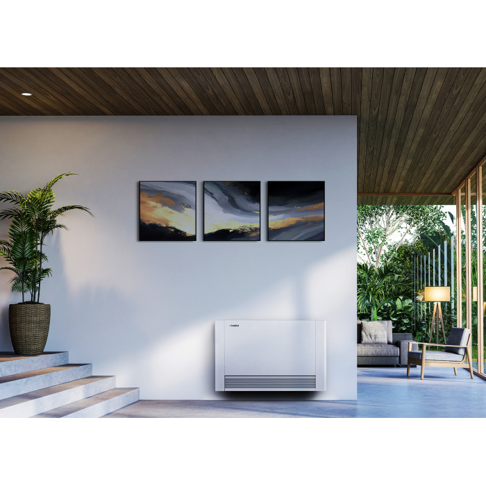 Fancoilová  jednotka Fondital Aural One 100D pro standardní montáž na zeď,ovládání LCD,rozměry-1525x579x129.