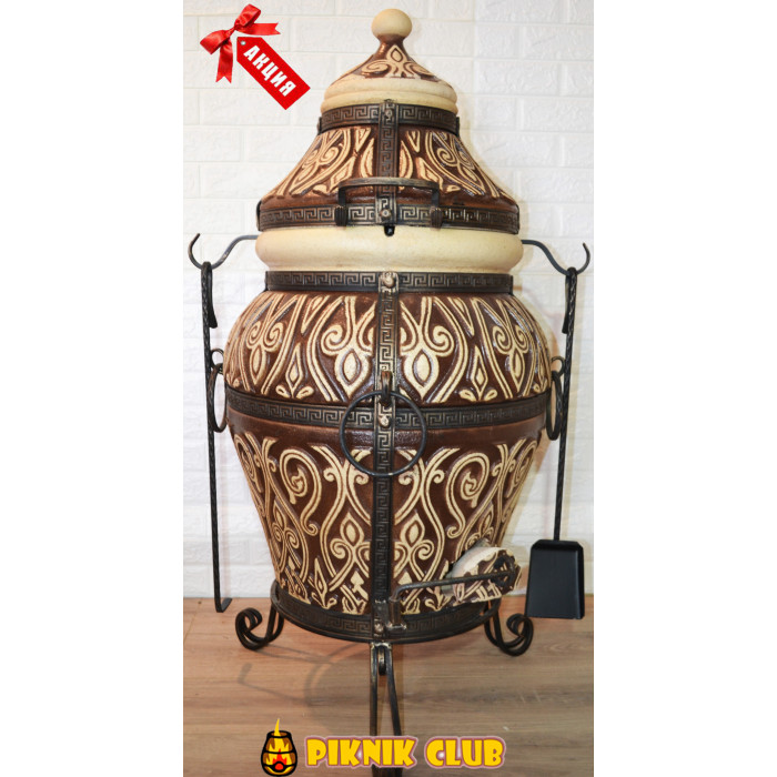 Tandyr / tandoor pec ze šamotové hlíny. Univerzální pec / gril pro přípravu kebabu, masa, zeleniny, a další. Model"Asie".Hmotnost: 145 kg.Objem: 125 dm³ (125 litrů).