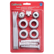 Sada uzávěrů radiátoru 1″ × 1/2″ se třemi závěsy.