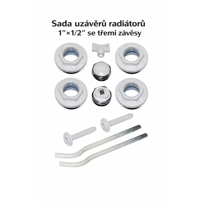Sada uzávěrů radiátoru 1″ × 1/2″ se třemi závěsy