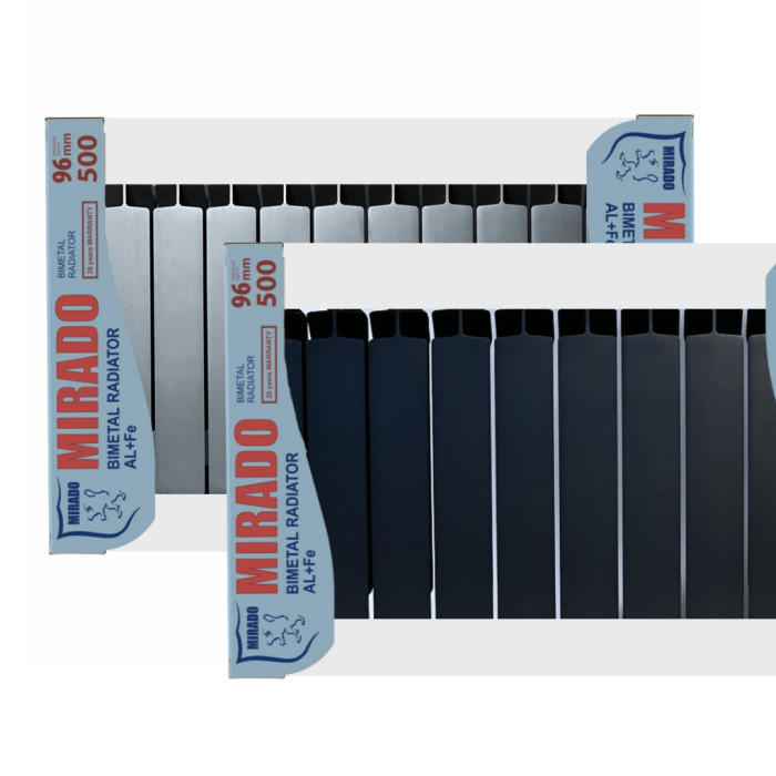 Bimetalový radiátor MIRADO 500/96 SILVER – 30 bar  (cena za 1 dil). Záruka 25 let!