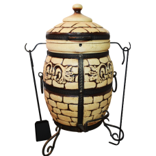 Keramická pec-Tandyr gril  5v1 -"Venecia". Vhodný pro skupiny  skupiny: až 7 osob.Hmotnost: 93 kg .Objem: 75 dm³ (75 litrů).