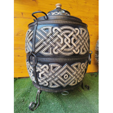 Keramická pec-Tandyr gril 5v1 -"Tugarin průmyslovy". Vhodný pro skupiny: až 40 osob. Hmotnost: 220kg.Objem: 250 dm³ (250 litrů).