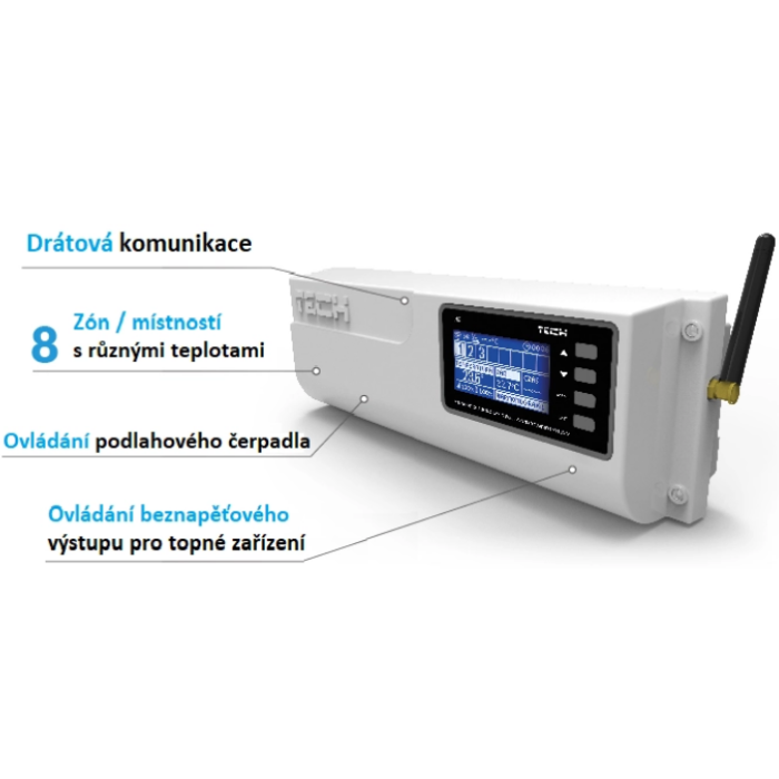 BEZDRÁTOVÝ REGULÁTOR PRO TERMOELEKTRICKÉ POHONY (8 ZÓN), EU-L-8e – je nová  verze s funkcí TOPENÍ/CHLAZENÍ- cena včetně DPH.